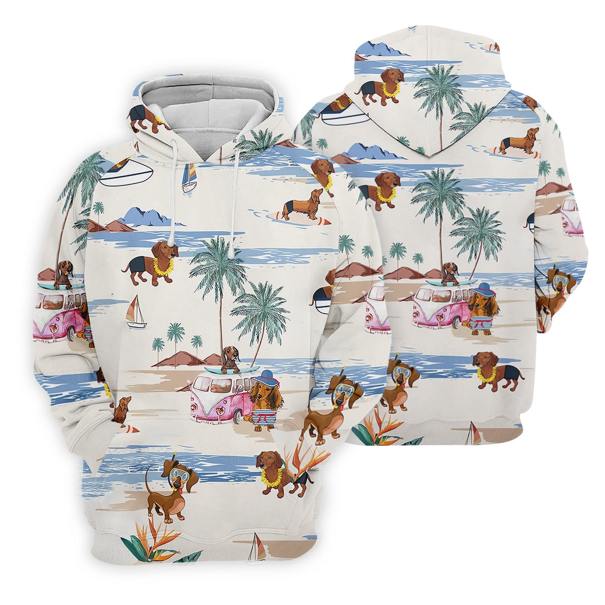 Cute Dachshund Tropical Golf Shirts, Fun Women's Golf Shirts, Ladies Golf Tops, Gifts For Dog Lovers