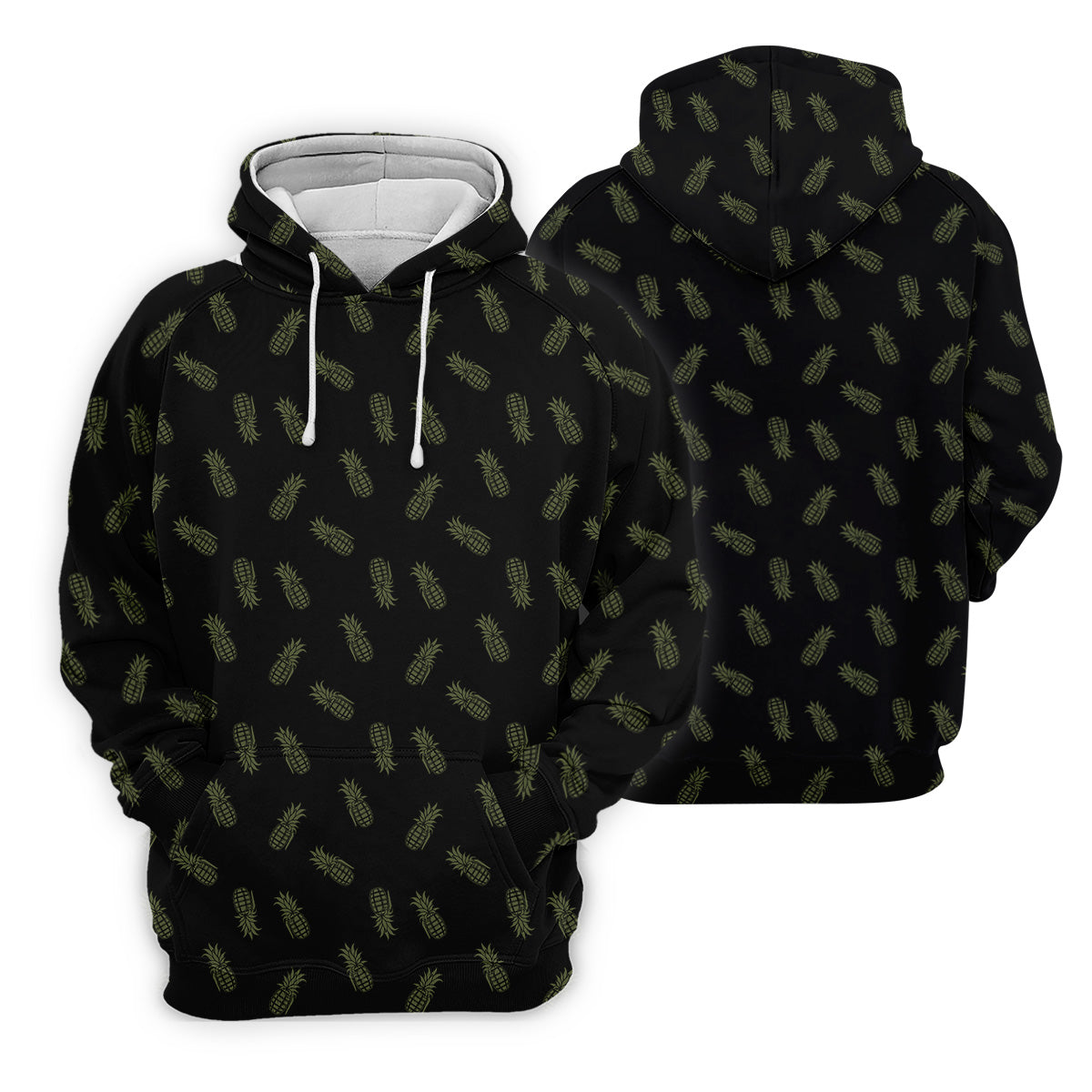 Pineapple Grenade Black Moss Green Golf Tops For Men, Men Polo, Golf Gift For Men