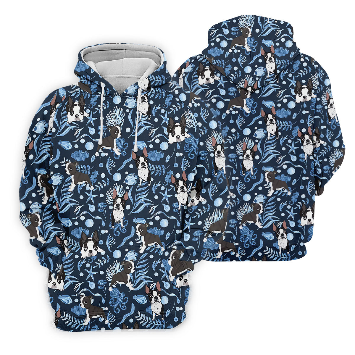 Boston Terrier Ocean Vibe Blue Tropical Golf Shirts, Fun Women's Golf Shirts, Gifts For Dog Lovers