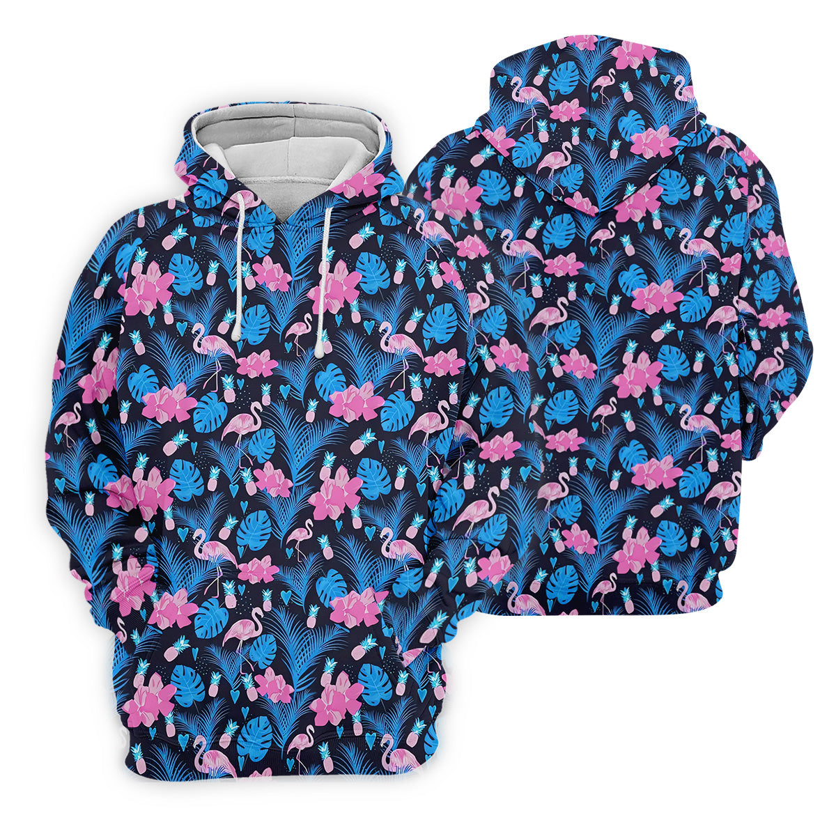 Flamingo Pink Pink And Blue Tropical Golf Shirts, Polo ShirtFor Men, Golf Gift For Men, Golfing Apparel
