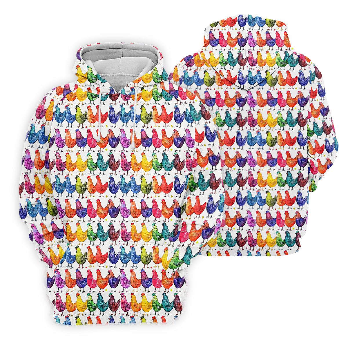 Whimsical Chicken Colorful Golf Shirt, Cute Golf Outfit, Polo ShirtFor Men, Golfing Apparel