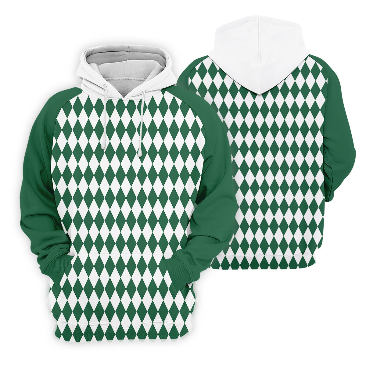White And Green Argyle Pattern Women's Golf Shirts, Ladies Sleeveless Polo, Ladies Golf Shirts