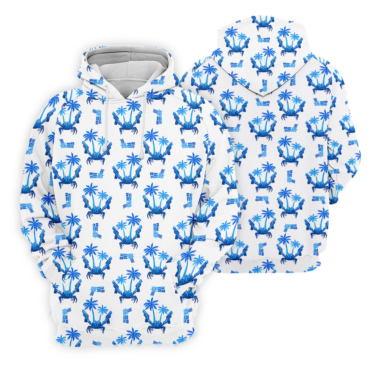 The Blue Crab Tropical Golf Shirts, Golf Gift For Men, Golf Shirts For Men, Golfing Apparel