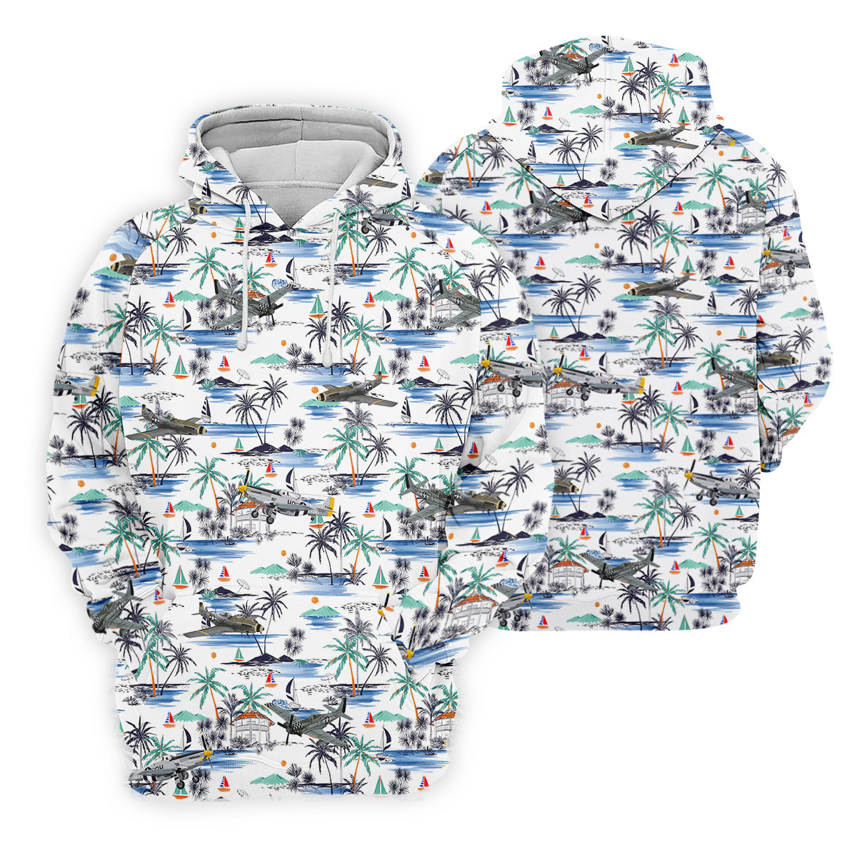 Light Blue Airplane Tropical Golf Shirts, Polo ShirtFor Men, Gifts For Golf Lovers, Golf Shirts For Men