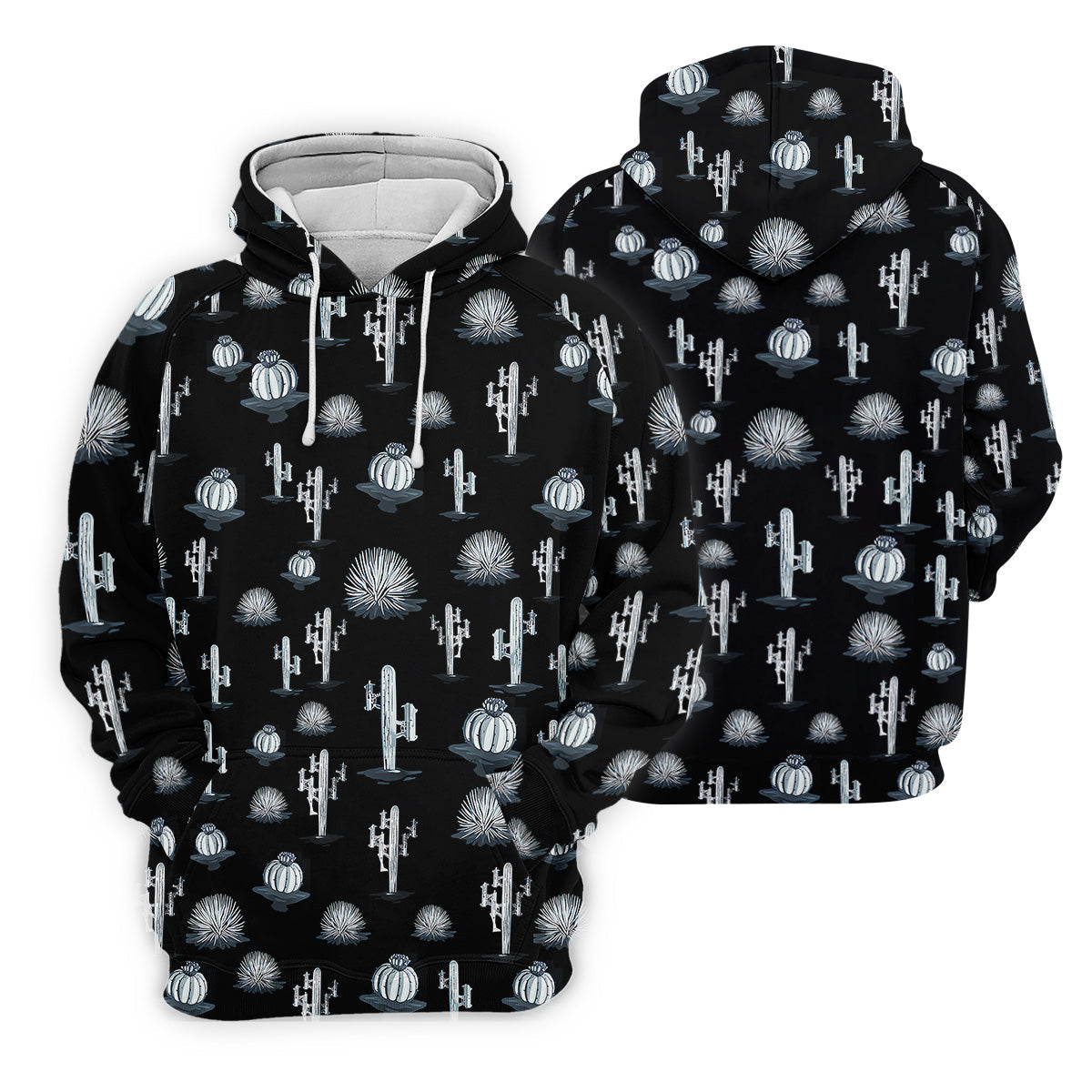 Desert Cactus Black And White Golf Tops For Men, Golf Gift For Men, Golf Shirts For Men