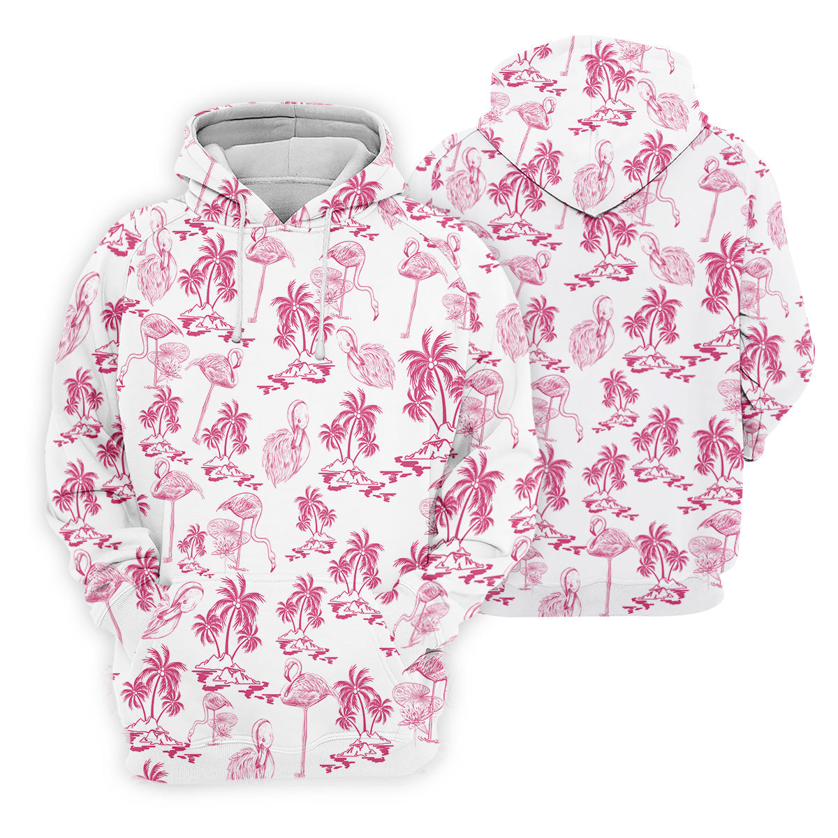 White And Pink Flamingo Tropical Women's Golf Shirts, Ladies Sleeveless Polo, Ladies Golf Shirts