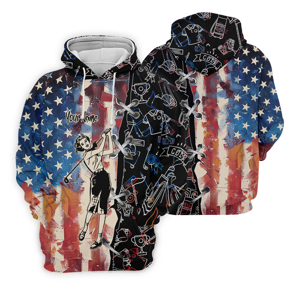 American Lady Retro Golf Shirt, Patriotic Golf Polos, Ladies Golf Shirts, Cool Golf Gift