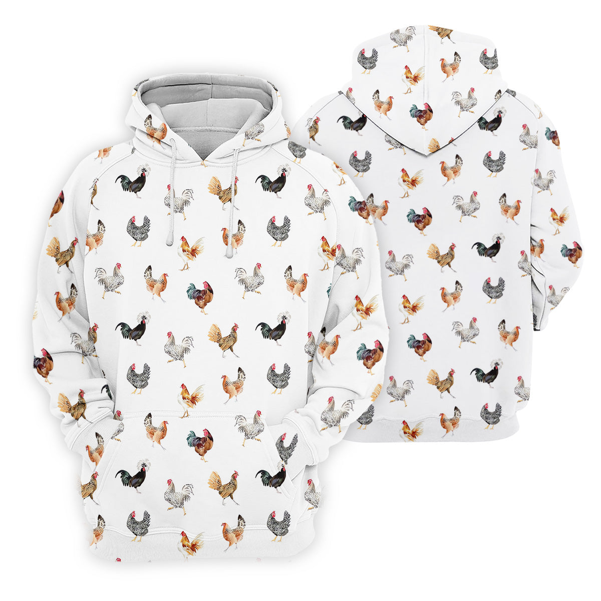 Prancing Chickens Men's White Golf Polo, Gift For Chicken Lover, Polo Shirtor Men, Golfing Apparel