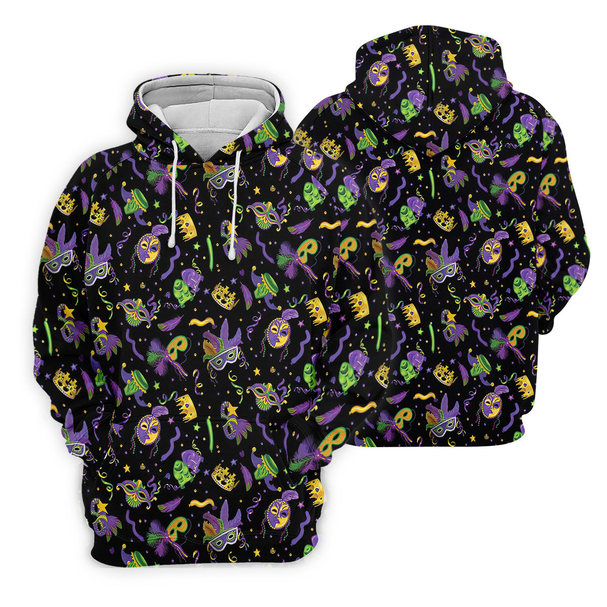 Mardi Gras Pattern Black Golf Polo ShirtLadies Sleeveless Tops, Ladies Golf Polos, Golfing Apparel