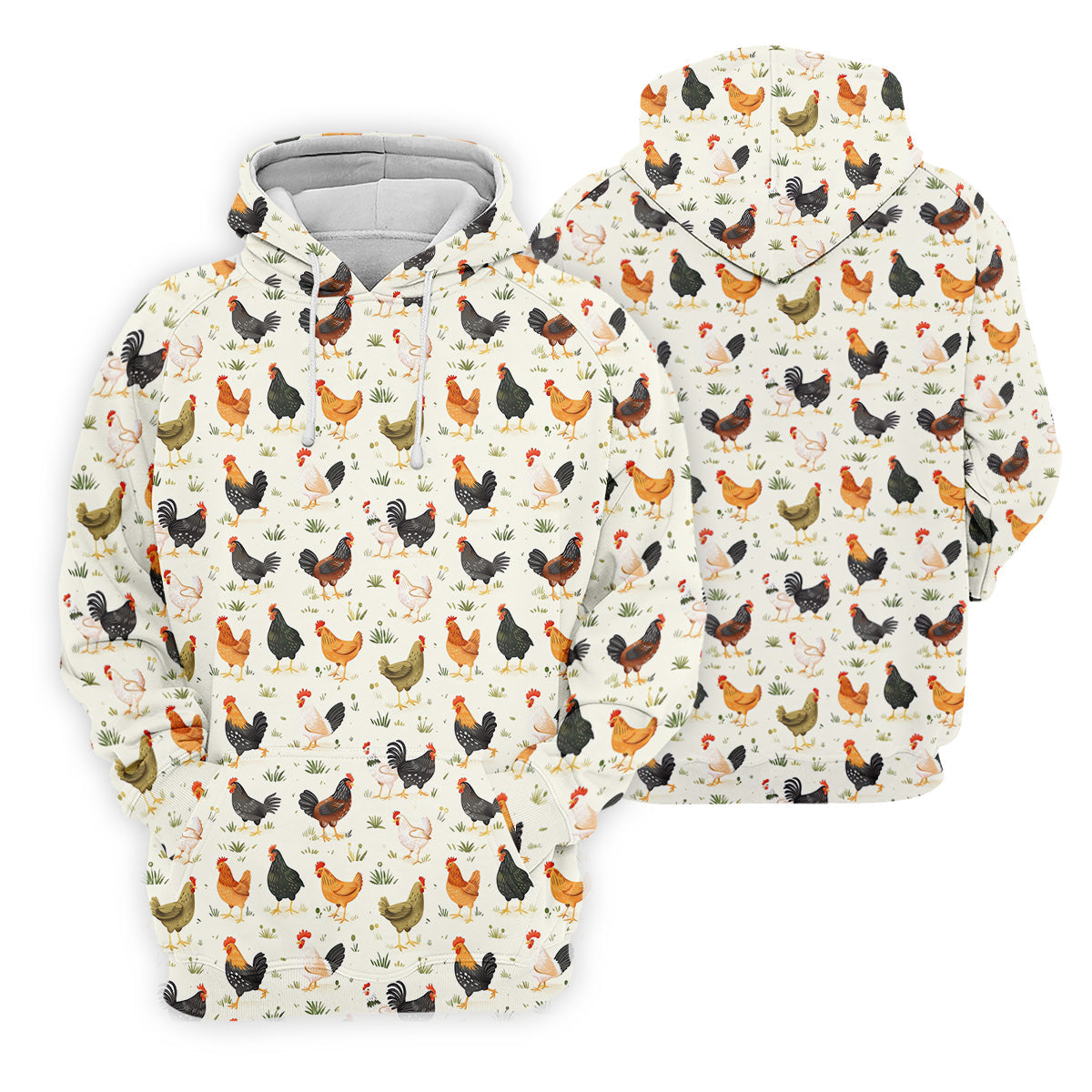 Chicken Rooster Beige Golf Tops For Men, Gift For Chicken Lover, Fun Golf Shirts For Men,Golfing Apparel