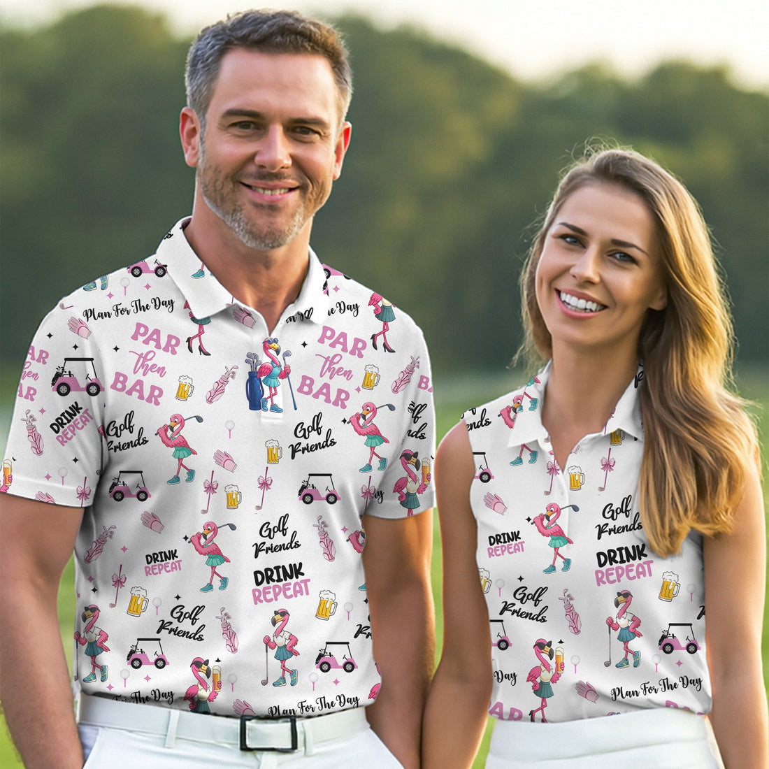 Par Then Bar Flamingo Golf Shirt, Fun Golf Shirts Mens, Golf Hoodie Mens, Matching Golf Shirts
