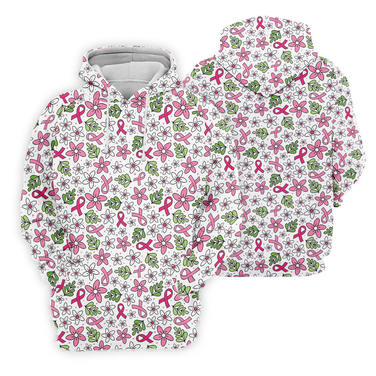 Breast Cancer Awareness Ribbon Floral Golf Shirt, Cancer Awareness Shirt, Ladies Golf Polos