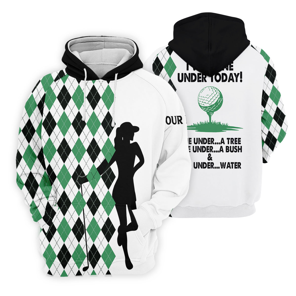 I Was One Under Today Green Black Argyle Fun Womens Golf Shirts, Ladies Golf Tops, Unique Gift For Golfer