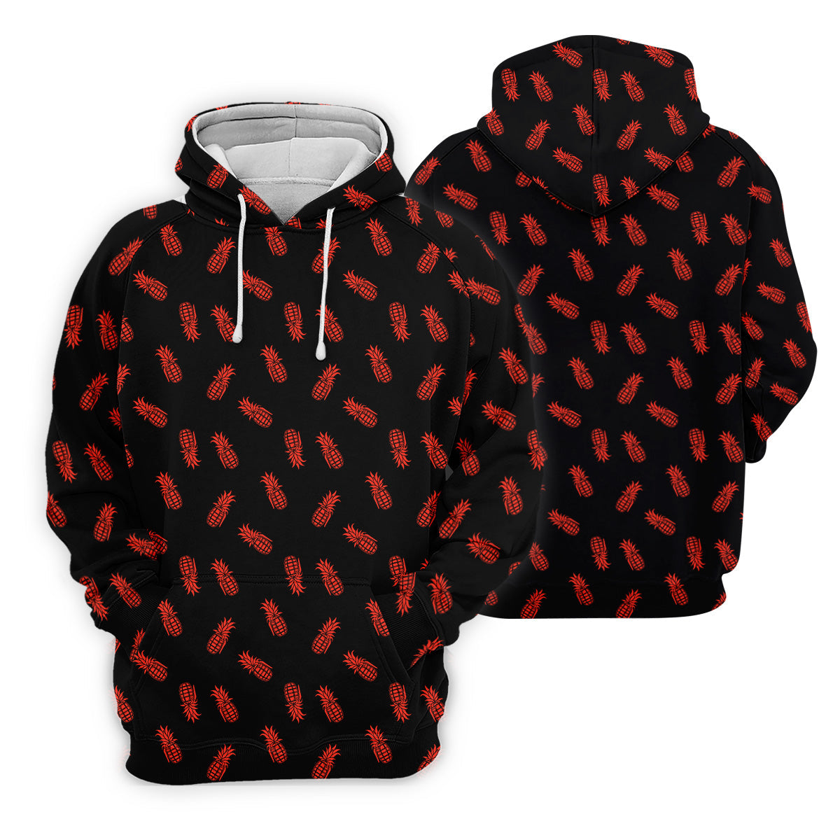 Pineapple Grenade Black And Red Golf Tops For Men, Men Polo, Golf Gift For Men