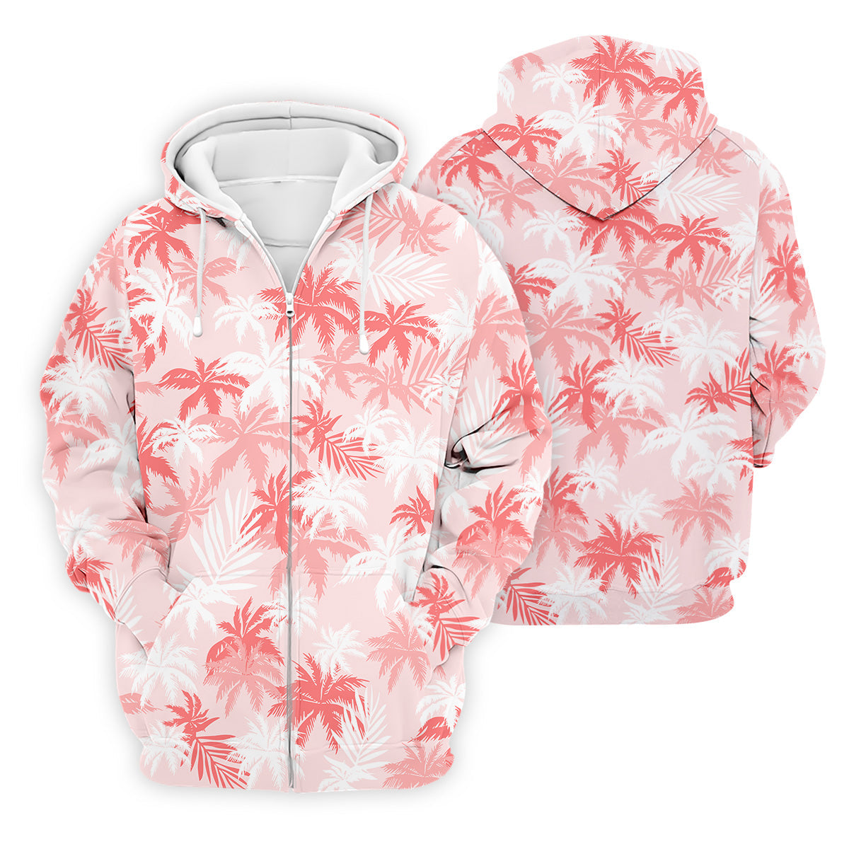 Palm Leaves Print Tropical Pink Golf Tops For Men, Hawaiian Golf Shirts, Polo ShirtFor Men