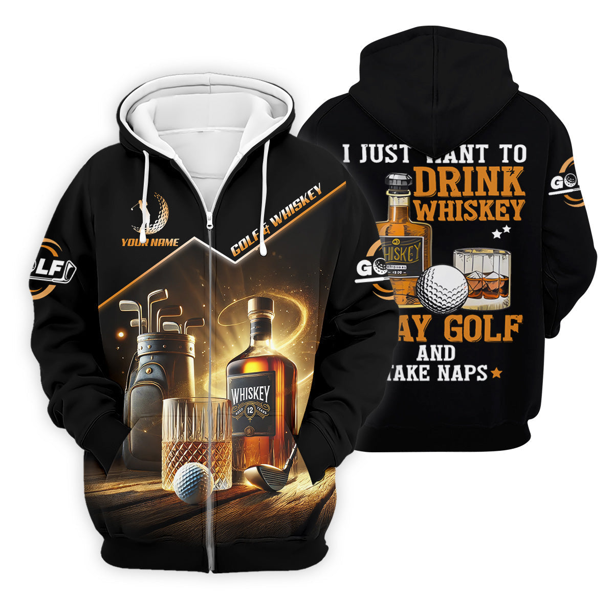 I Just Want To Drink Whiskey Play Golf And Take Naps Men's Funny Golf Shirts, Polo For Men