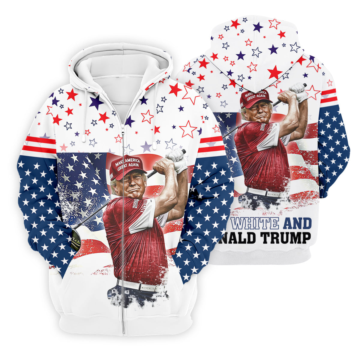 Red White And Donald Trump Men's Patriotic Golf Shirts, Polo ShirtFor Men, Golfing Apparel