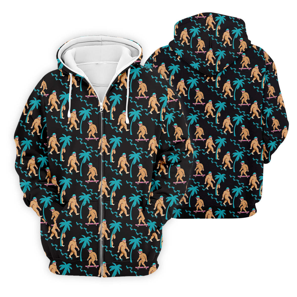 Funny Bigfoot Tropical Palm Golf Shirt, Golf Tops For Men, Hawaiian Golf Shirts, Polo ShirtFor Men