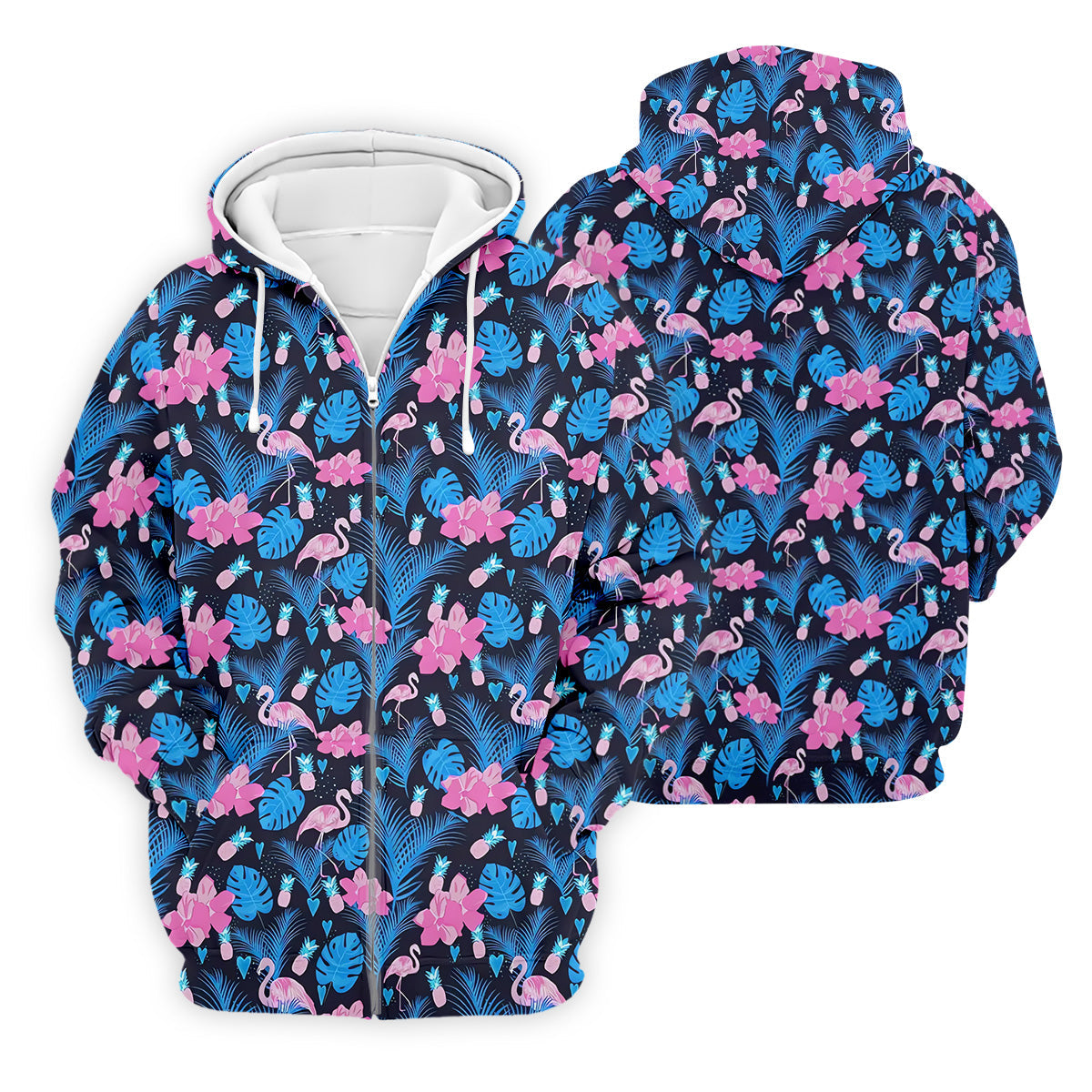 Flamingo Pink Pink And Blue Tropical Golf Shirts, Polo ShirtFor Men, Golf Gift For Men, Golfing Apparel