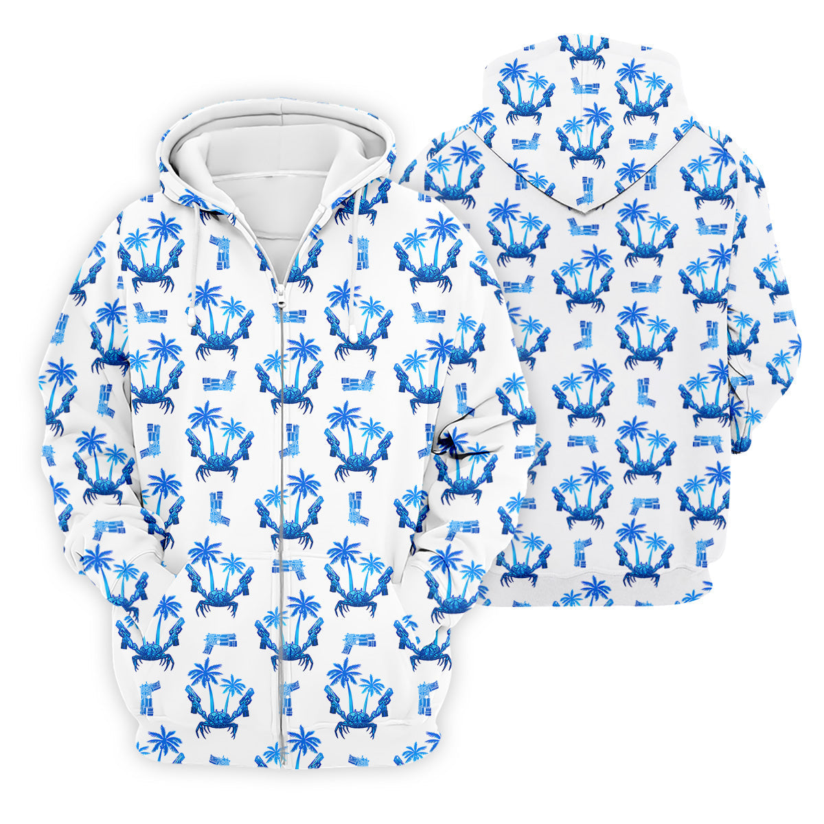 The Blue Crab Tropical Golf Shirts, Golf Gift For Men, Golf Shirts For Men, Golfing Apparel