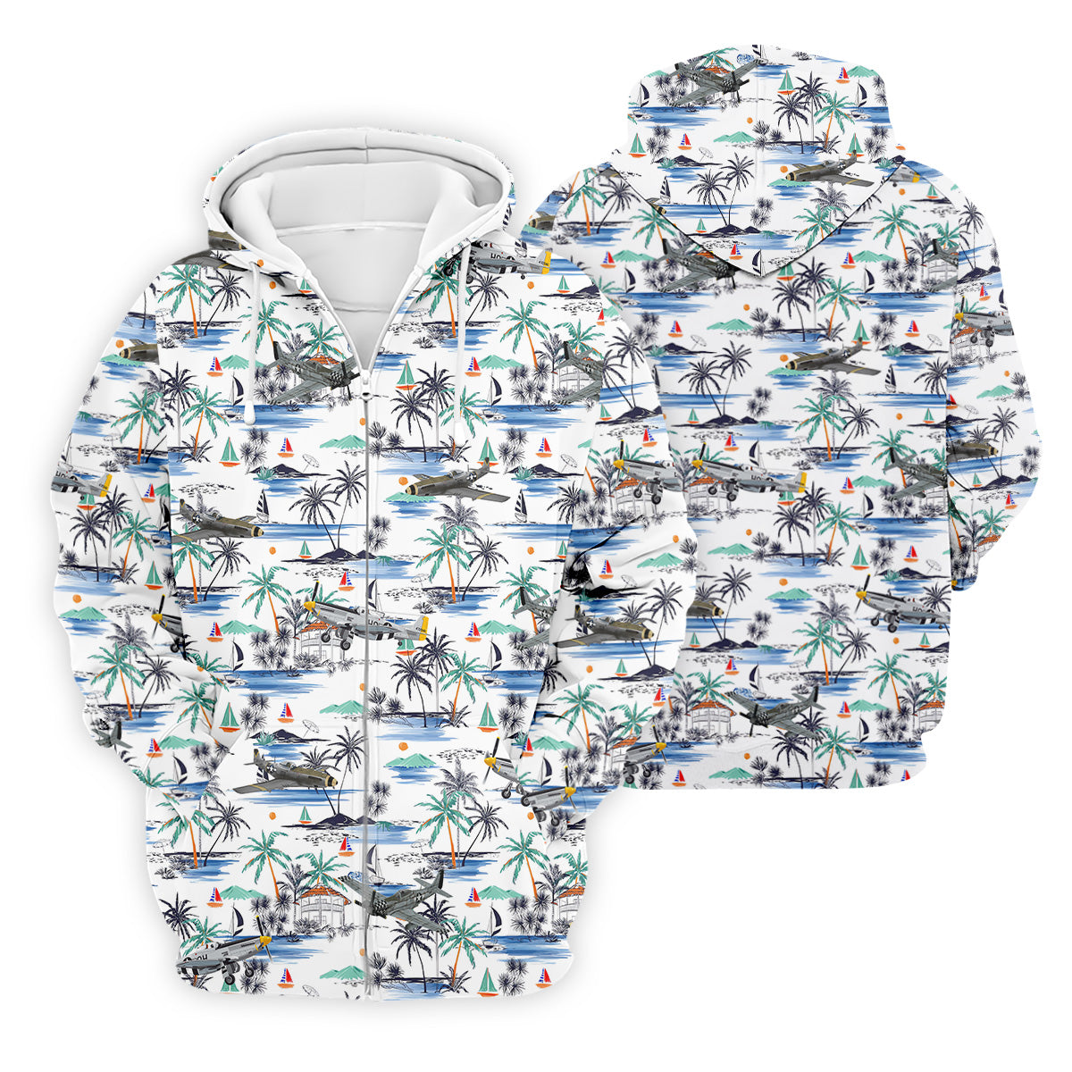 Light Blue Airplane Tropical Golf Shirts, Polo ShirtFor Men, Gifts For Golf Lovers, Golf Shirts For Men