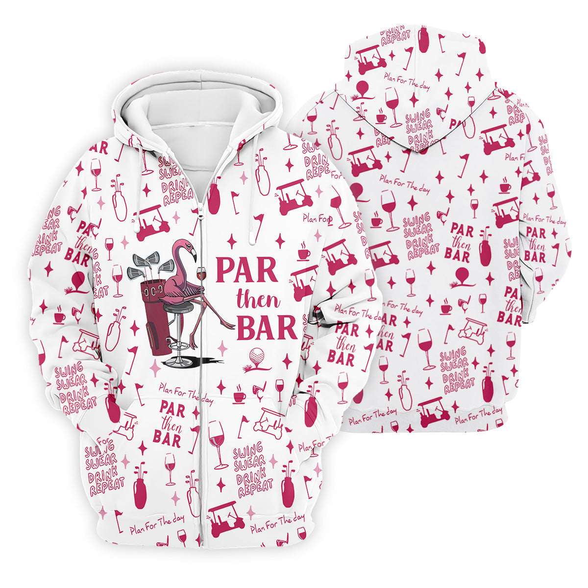 Swing Swear Drink Repeat Par Then Bar Flamingo Golf Shirt, Fun Men's Golf Polos, Polo ShirtFor Men