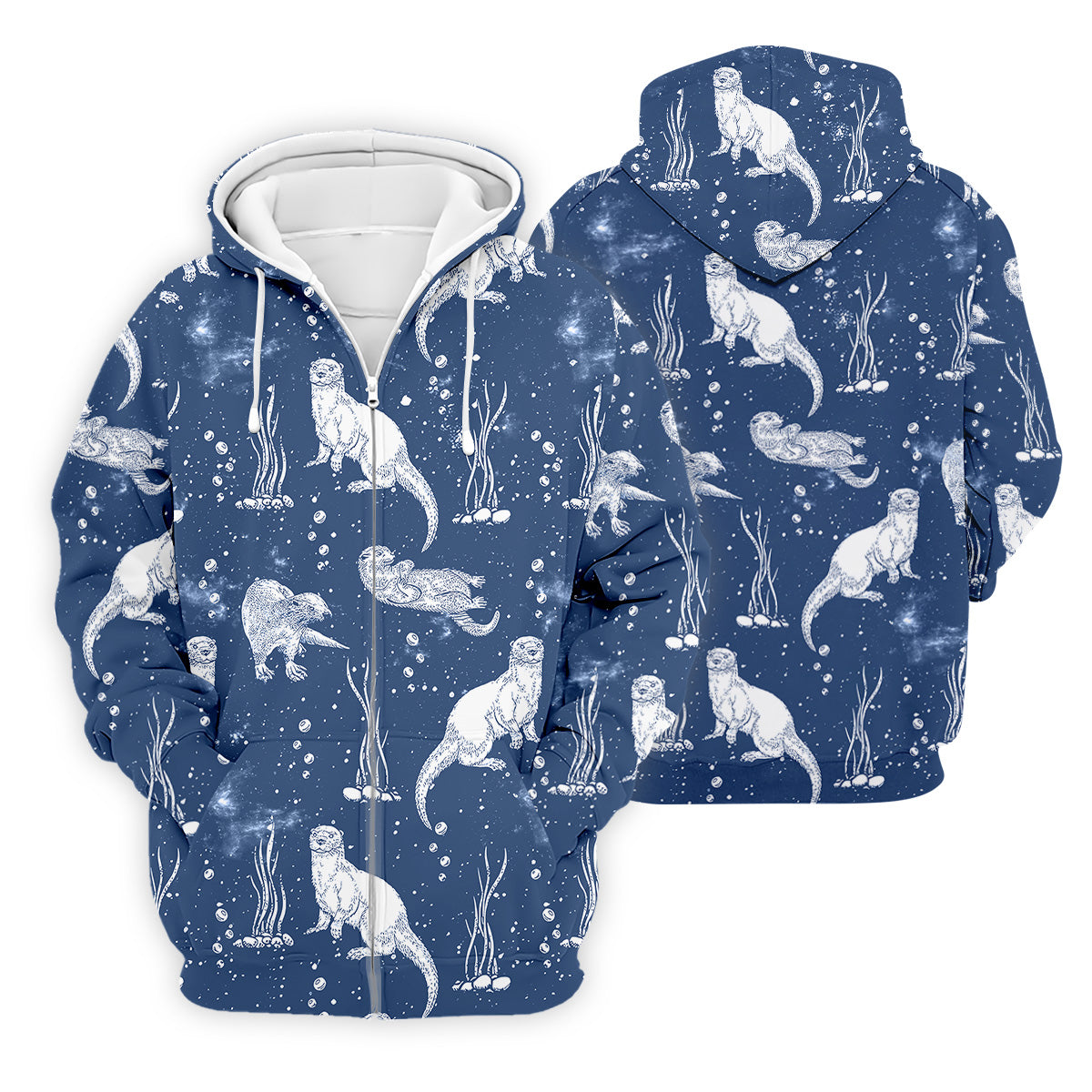 Adorable Otter Ocean Vibe Tropical Golf Shirts, Men's Funny Golf Shirts, Gift For Animal Lovers