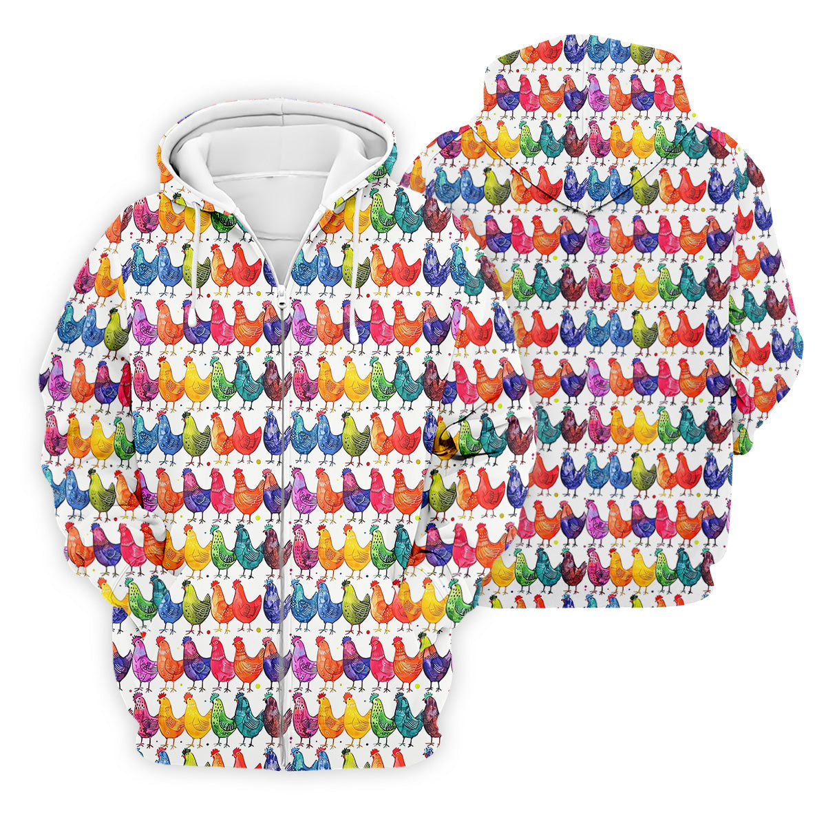 Whimsical Chicken Colorful Golf Shirt, Cute Golf Outfit, Polo ShirtFor Men, Golfing Apparel