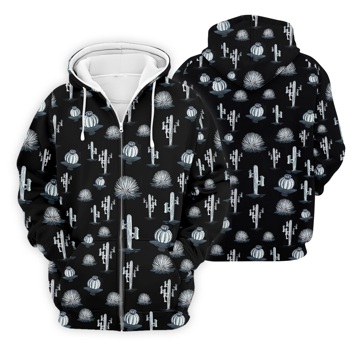 Desert Cactus Black And White Golf Tops For Men, Golf Gift For Men, Golf Shirts For Men