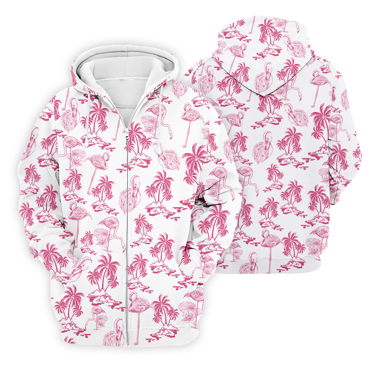 White And Pink Flamingo Tropical Men Polo, Polo ShirtFor Men, Golf Gift For Men, Golfing Apparel