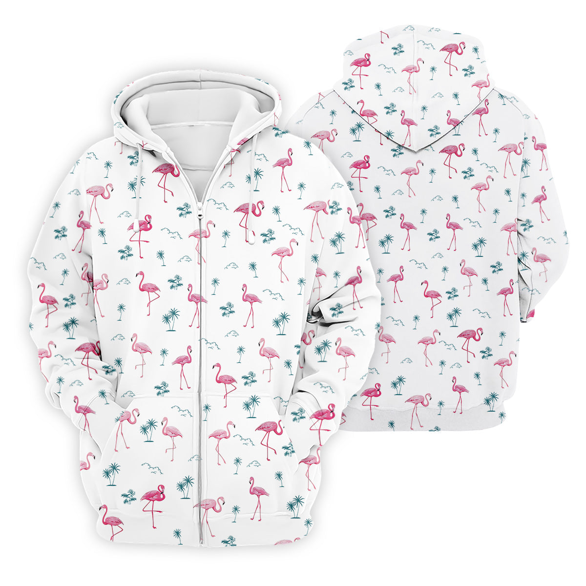 Flamingo Tropical White Polo Shirt, Summer Polo Shirt Unique Gift For Golfer