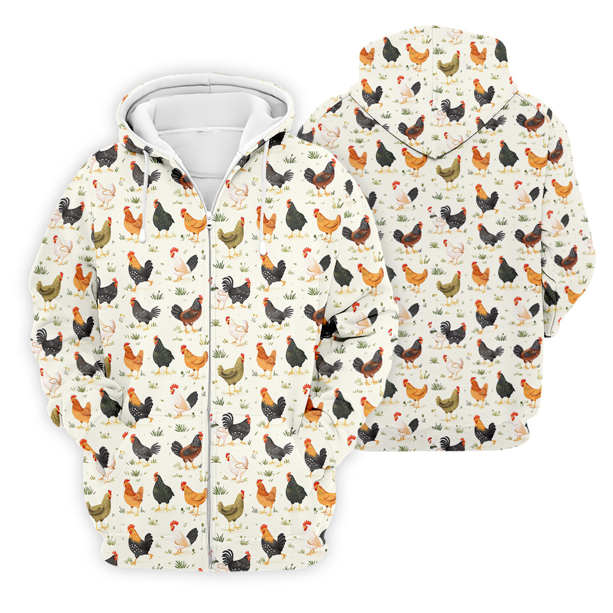 Chicken Rooster Beige Golf Tops For Men, Gift For Chicken Lover, Fun Golf Shirts For Men,Golfing Apparel
