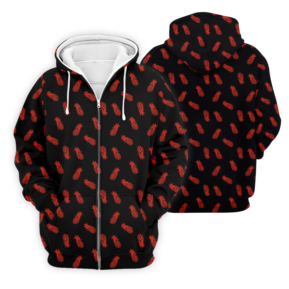 Pineapple Grenade Black And Red Golf Tops For Men, Men Polo, Golf Gift For Men