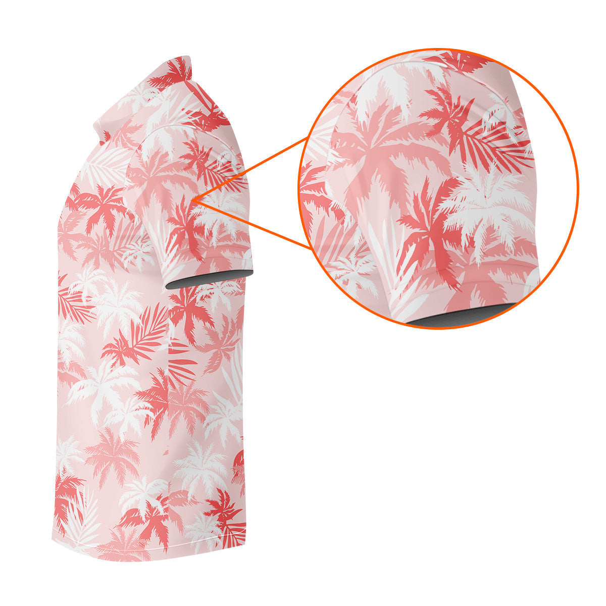 Palm Leaves Print Tropical Pink Golf Tops For Men, Hawaiian Golf Shirts, Polo ShirtFor Men