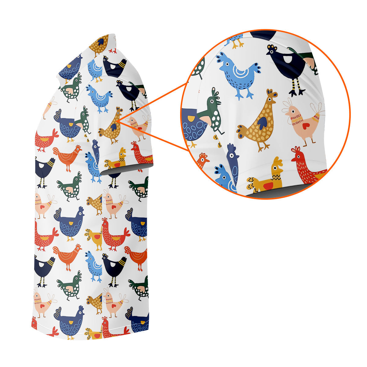 Colorful Animated Chickens White Polo Shirt, Fun Golf Shirts For Men, Gift For Chicken Lover