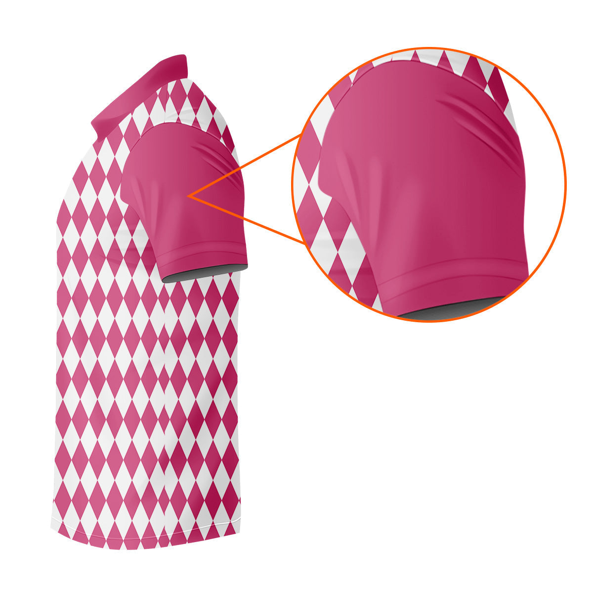 White And Pink Argyle Pattern Men Polo, Polo ShirtFor Men, Golf Gift For Men, Golfing Apparel