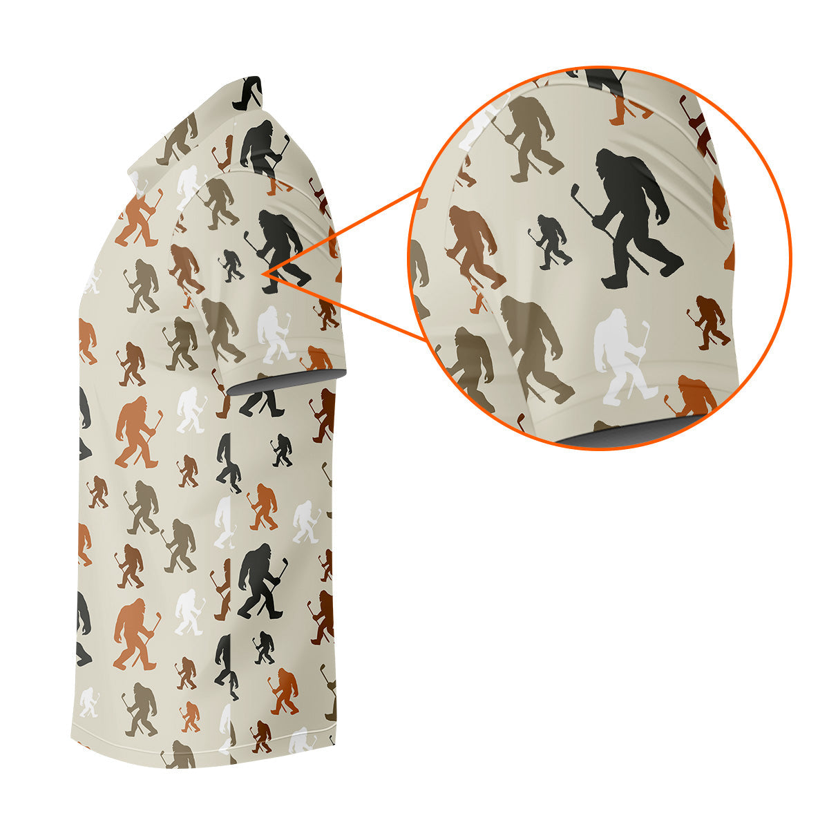 Bigfoot Silhouette Pattern Men's Funny Golf Shirts, Polo Shirtor Men, Cool Golf Gift
