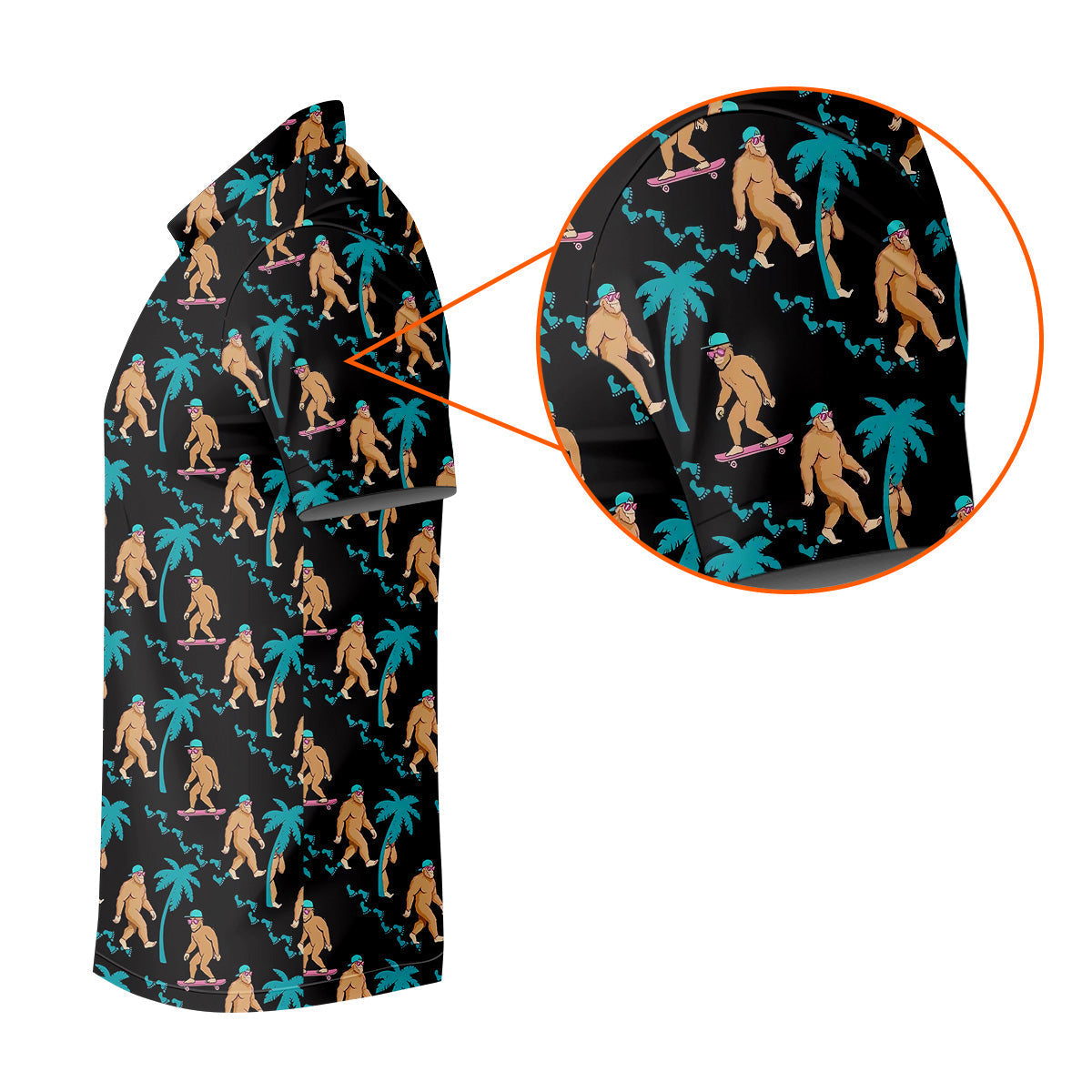 Funny Bigfoot Tropical Palm Golf Shirt, Golf Tops For Men, Hawaiian Golf Shirts, Polo ShirtFor Men