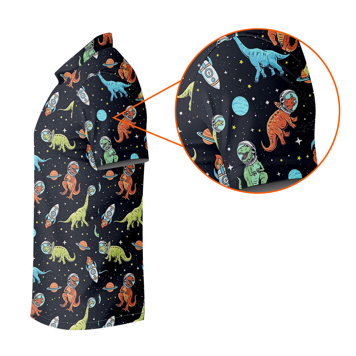 Dinosaur Space Golf Shirt, Golf Tops For Men, Gifts For Golf Lovers, Polo ShirtFor Men, Golfing Apparel