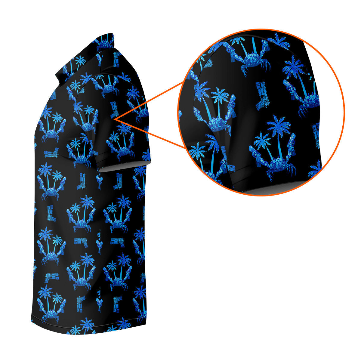 The Blue Crab Tropical Golf Shirts, Black Golf Shirt, Golf Gift For Men, Golf Shirts For Men