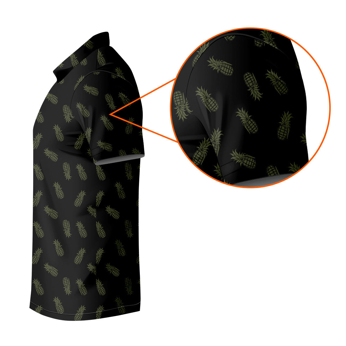 Pineapple Grenade Black Moss Green Golf Tops For Men, Men Polo, Golf Gift For Men