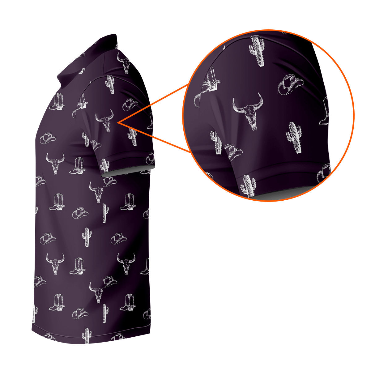 Wild West Cactus Purple Western Golf Shirt, Golf Tops For Men, Polo Shirtor Men, Golfing Apparel