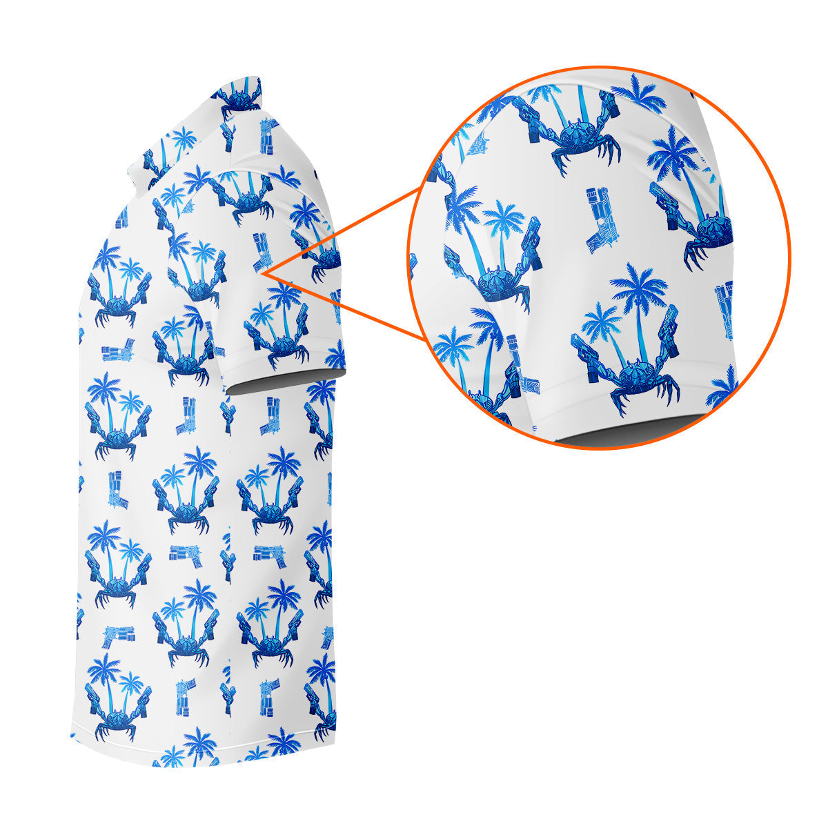 The Blue Crab Tropical Golf Shirts, Golf Gift For Men, Golf Shirts For Men, Golfing Apparel