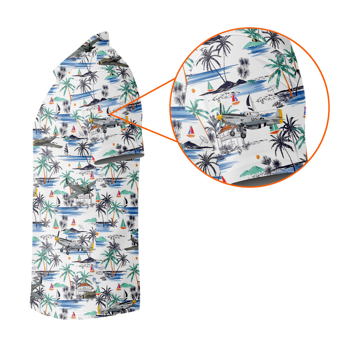 Light Blue Airplane Tropical Golf Shirts, Polo ShirtFor Men, Gifts For Golf Lovers, Golf Shirts For Men