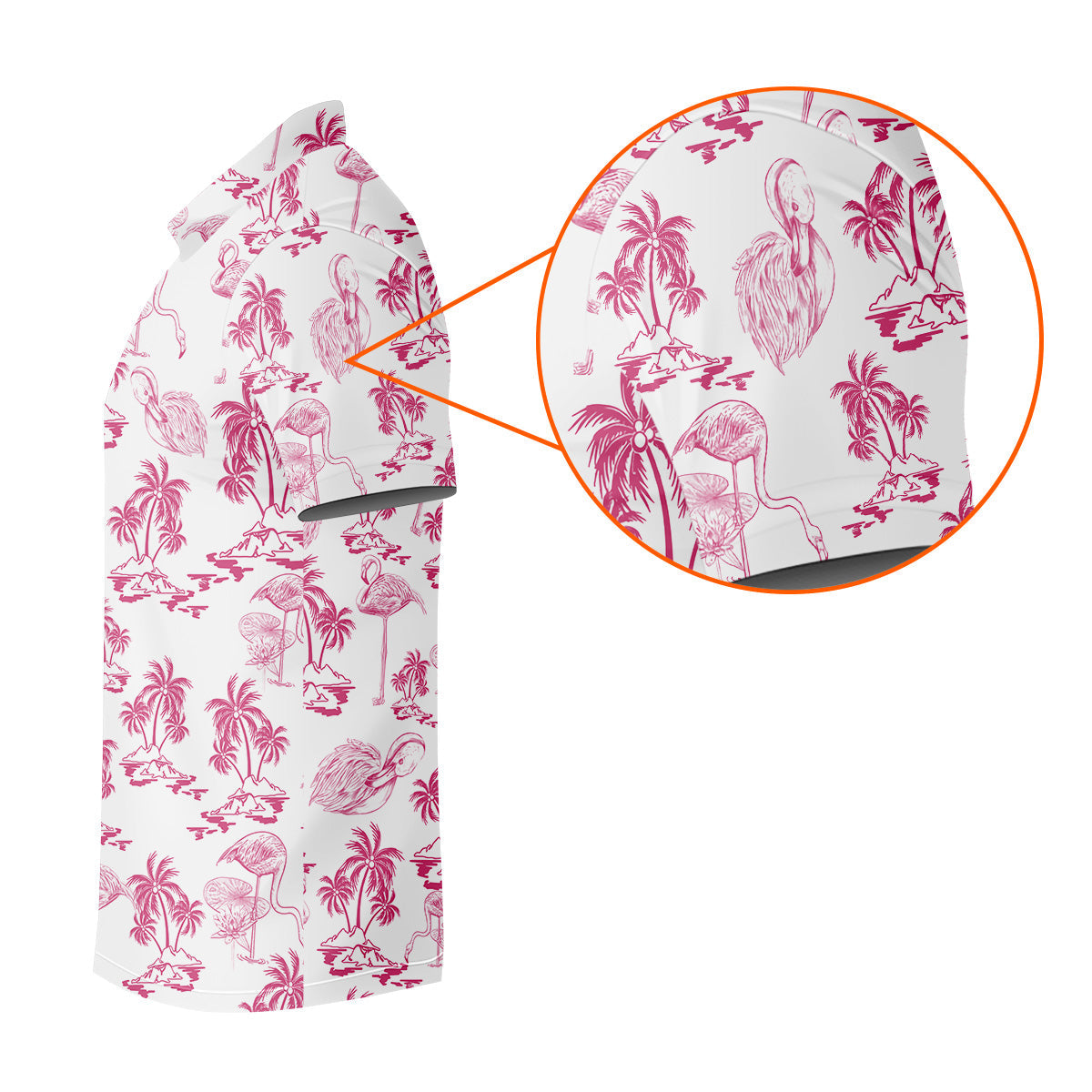 White And Pink Flamingo Tropical Men Polo, Polo ShirtFor Men, Golf Gift For Men, Golfing Apparel