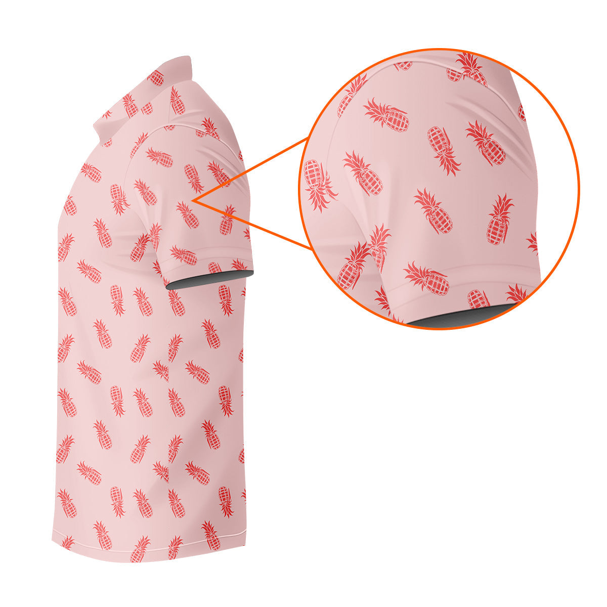 Pineapple Grenade Pink Golf Tops For Men, Men Polo, Golf Gift For Men, Golfing Apparel