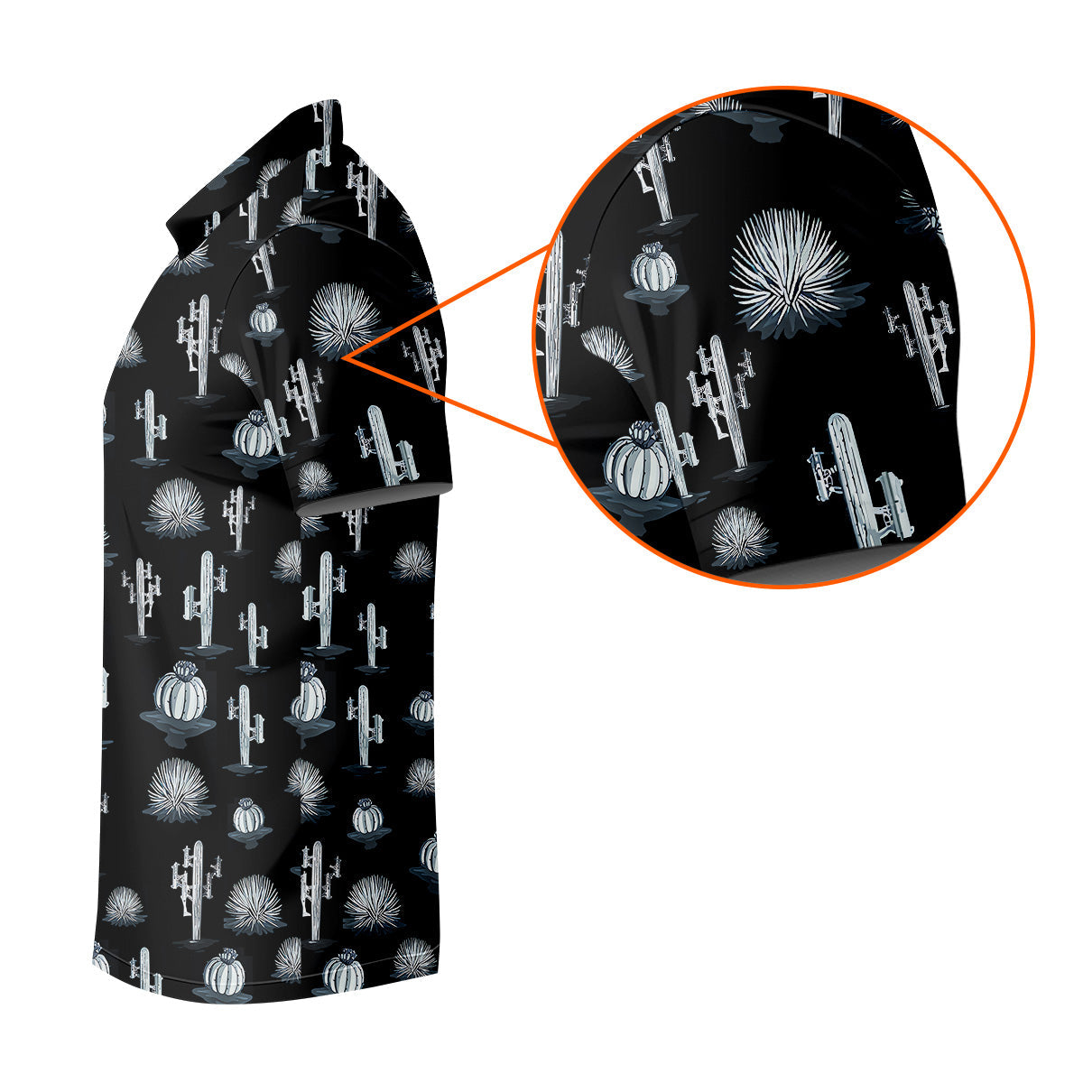 Desert Cactus Black And White Golf Tops For Men, Golf Gift For Men, Golf Shirts For Men