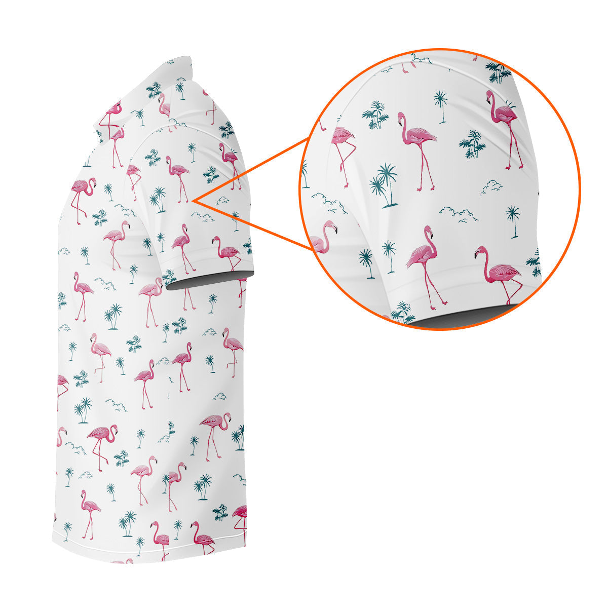 Flamingo Tropical White Polo Shirt, Summer Polo Shirt Unique Gift For Golfer