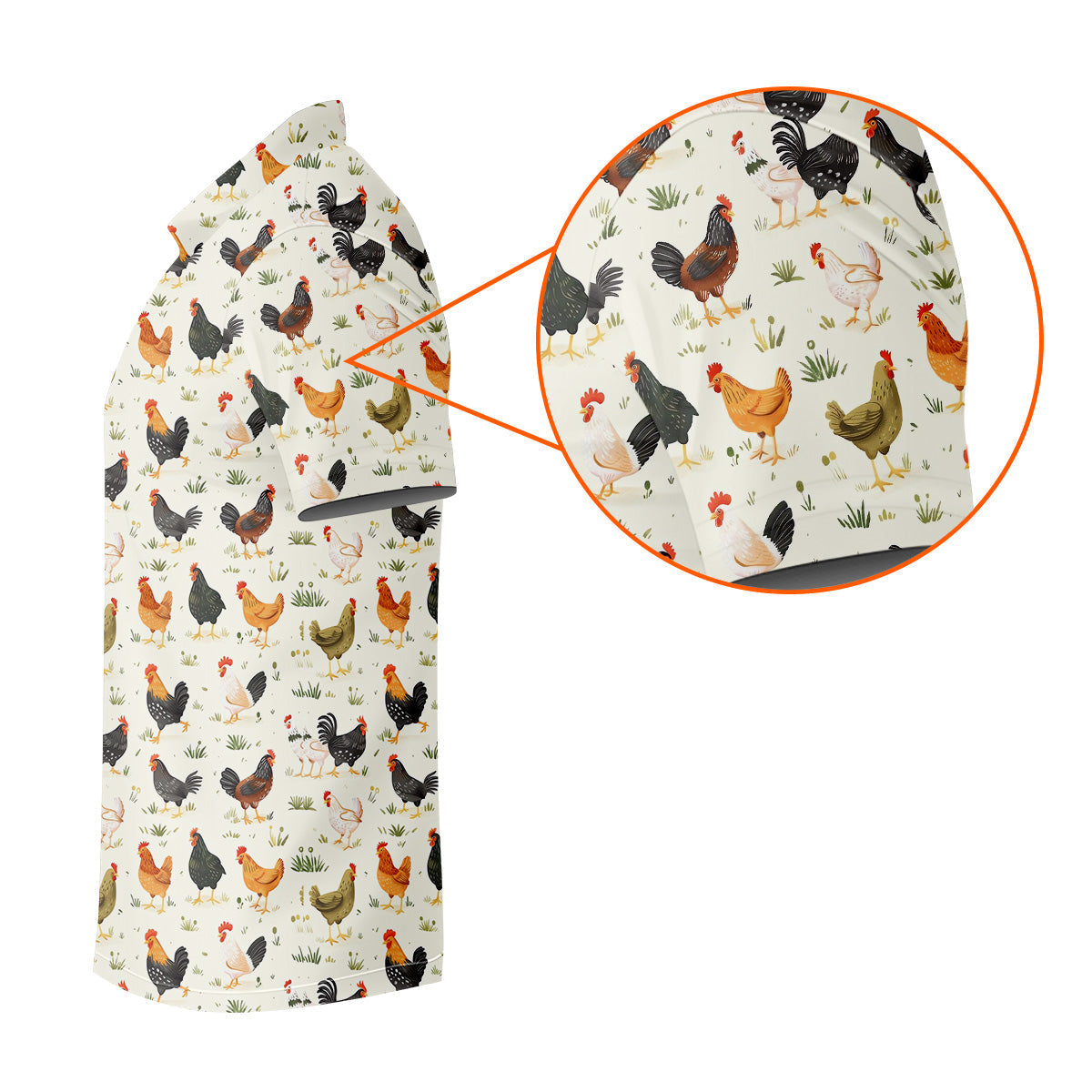 Chicken Rooster Beige Golf Tops For Men, Gift For Chicken Lover, Fun Golf Shirts For Men,Golfing Apparel