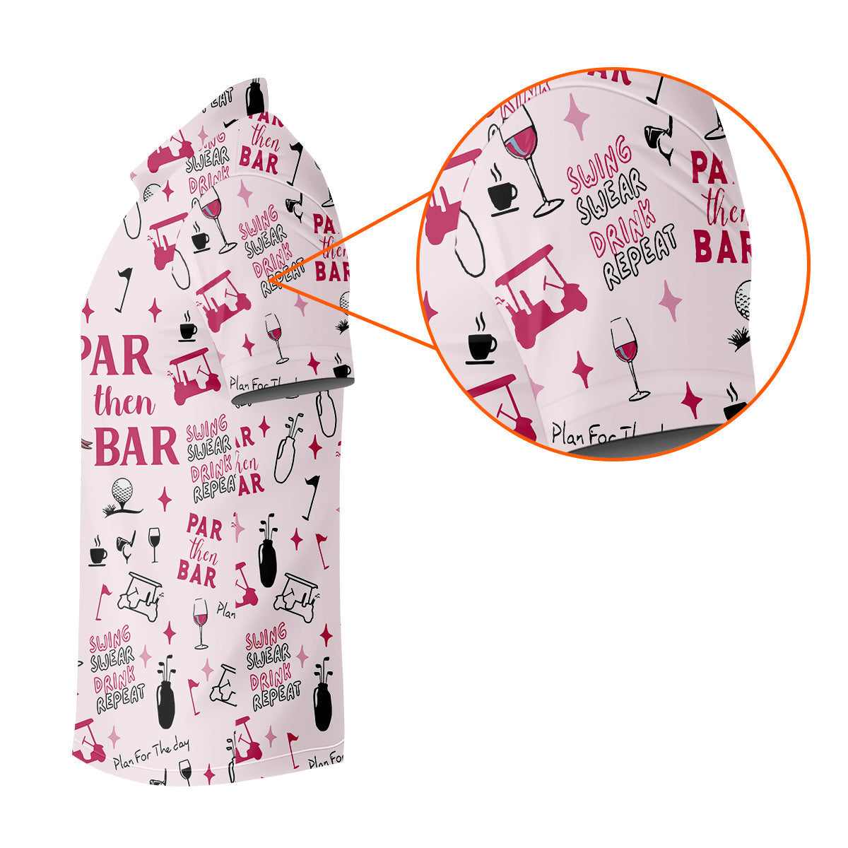 Pink Swing Swear Drink Repeat Par Then Bar Flamingo Golf Shirt, Fun Golf Shirts For Men, Polo For Men